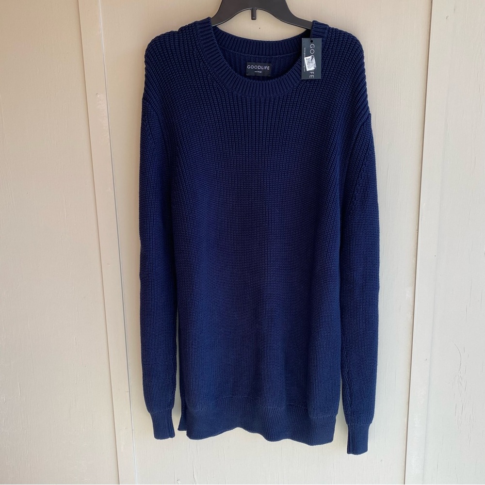 NWT Men’s Goodlife Shaker Knit Cotton Navy Sweater Size XXL